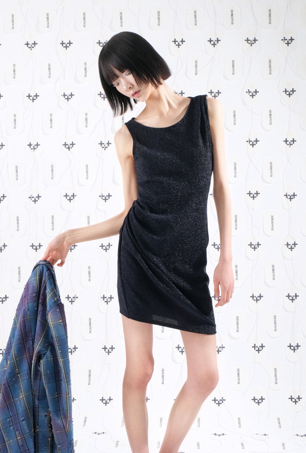 PEARL DRAPE DRESS MINI BLACK 펄 드레이프 드레스 미니 블랙