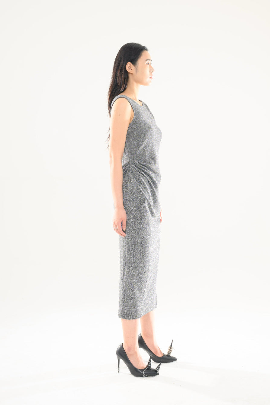 LONG PEARL DRAPE DRESS SILVER 롱 펄 드레이프 드레스 실버