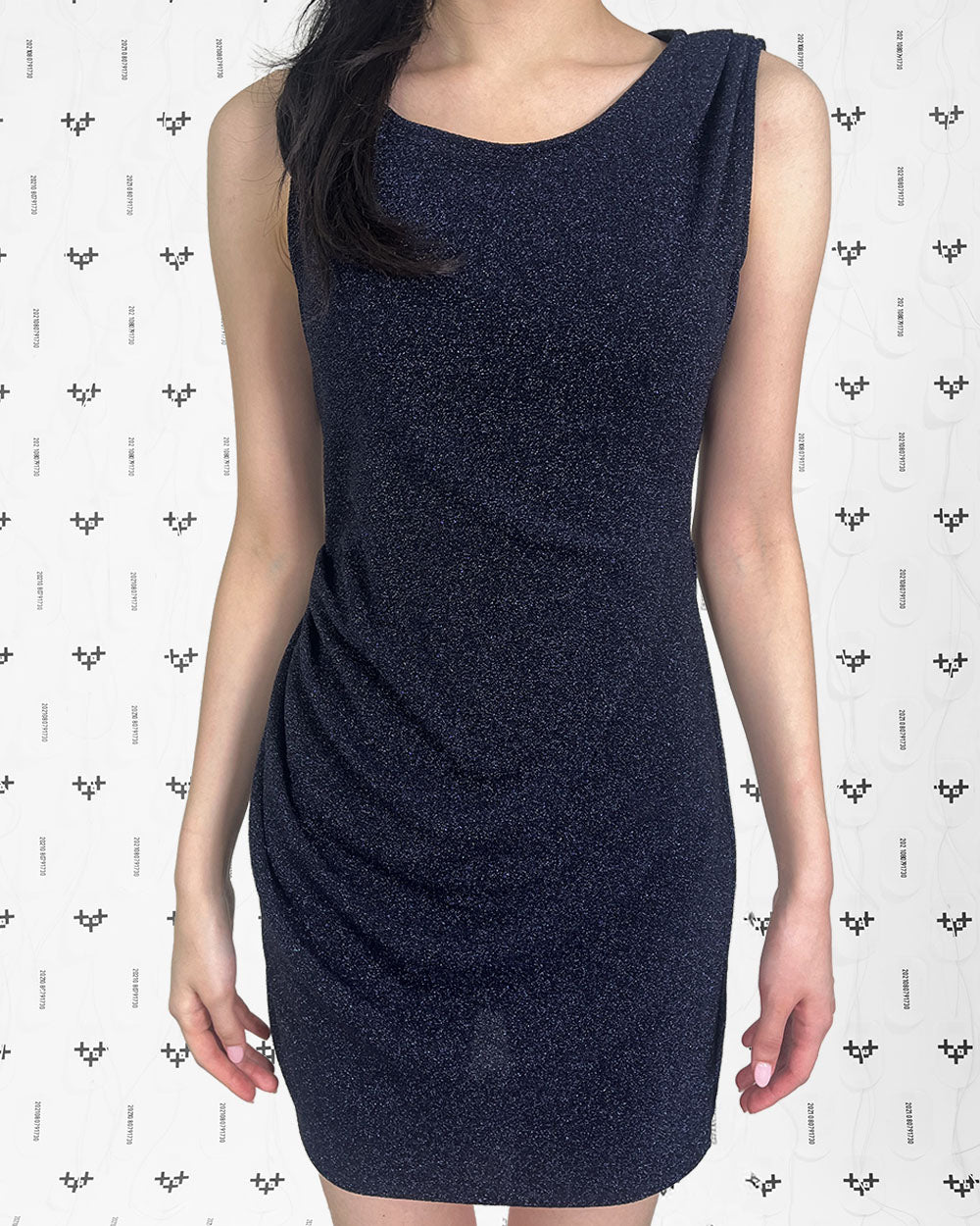 PEARL DRAPE DRESS MINI NAVY