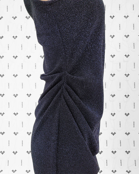 펄 드레이프 드레스 네이비