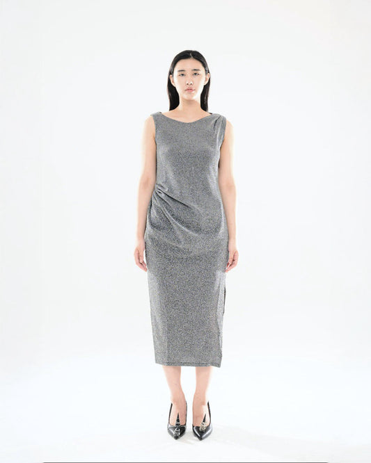 펄 드레이프 드레스 실버