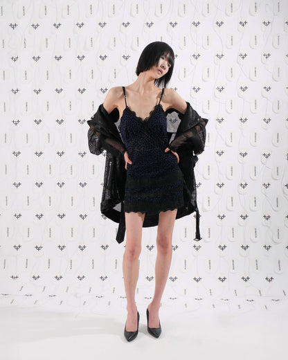 레오파드 슬리브리스 원피스 드레스