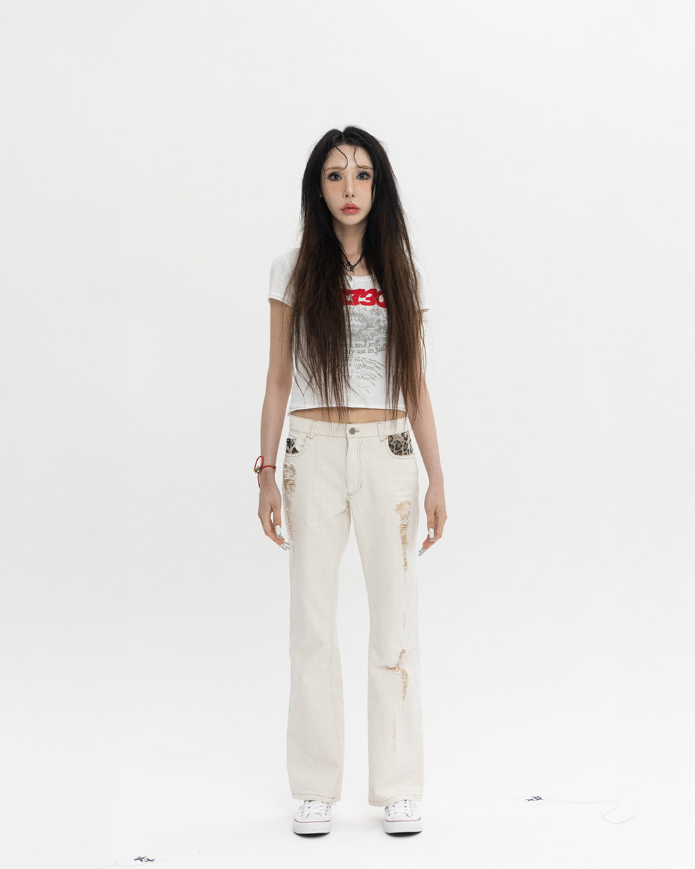 레오파드 부츠컷 팬츠