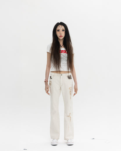 레오파드 부츠컷 팬츠