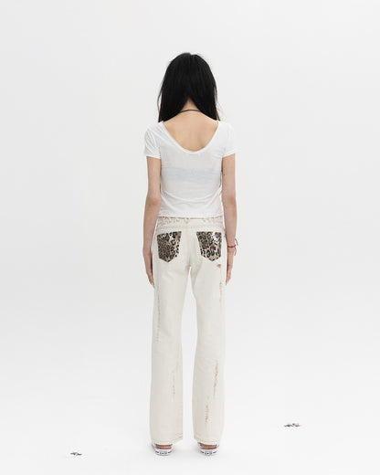 레오파드 부츠컷 팬츠