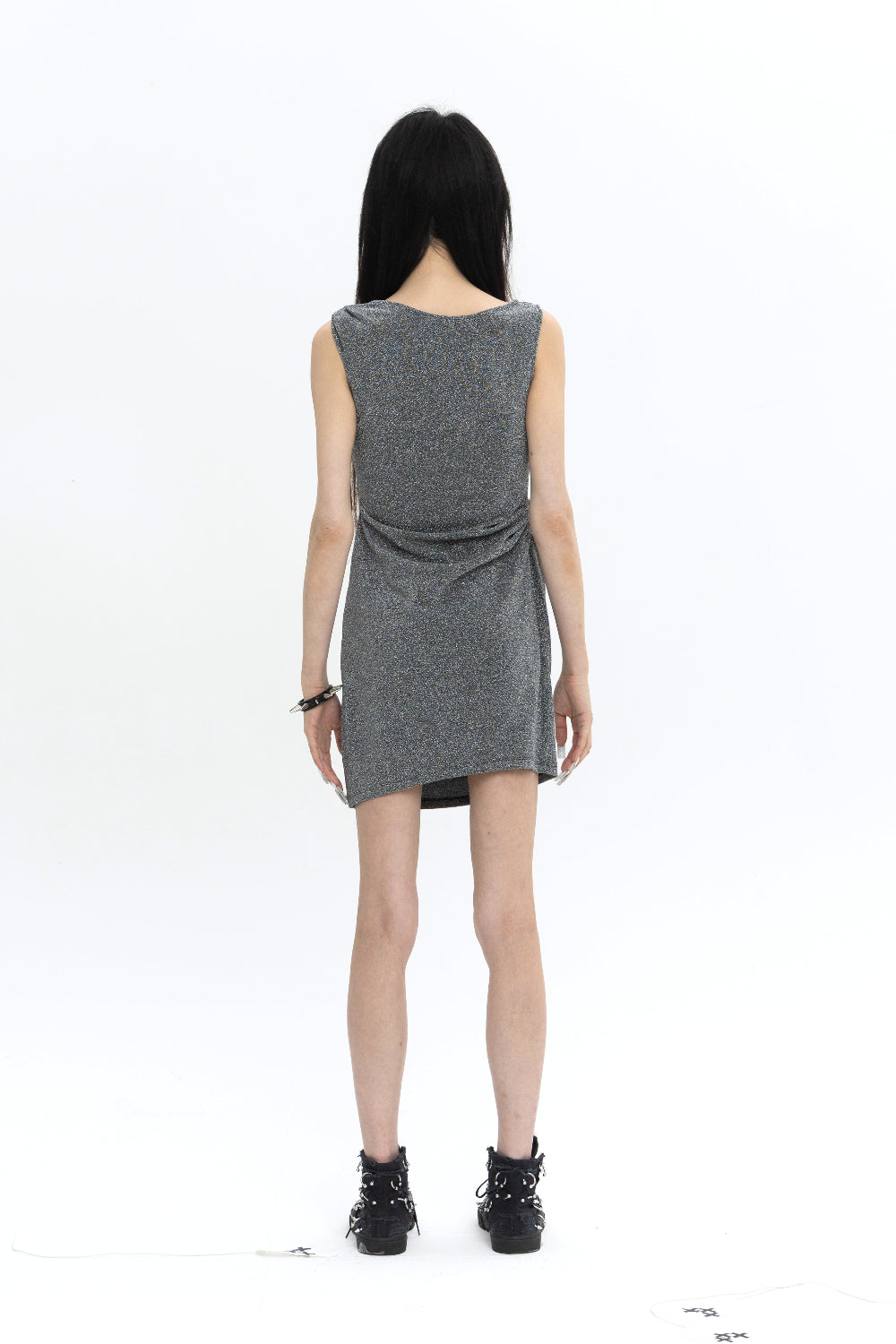 SHORT PEARL DRAPE DRESS SILVER 숏 드레이프 드레스 실버