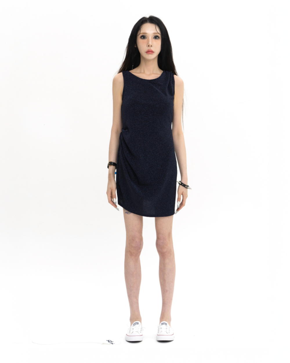 SHORT DRAPE DRESS NAVY 숏 드레이프 드레스 네이비