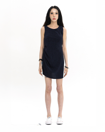 SHORT DRAPE DRESS NAVY 숏 드레이프 드레스 네이비