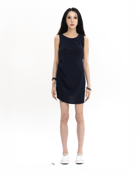 SHORT DRAPE DRESS NAVY 숏 드레이프 드레스 네이비