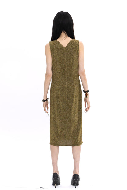 [LIMITED] V NECK PEARL DRAPE DRESS 브이넥 펄 드레이프 드레스