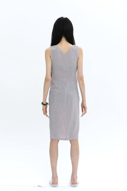 [LIMITED] V NECK PEARL DRAPE DRESS 브이넥 펄 드레이프 드레스