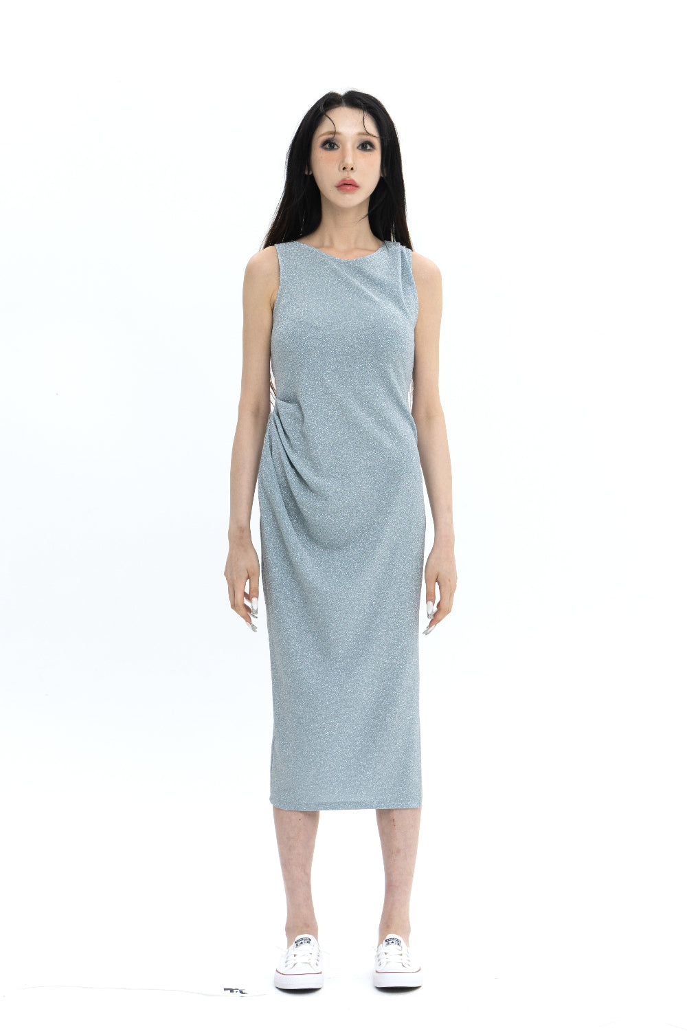 [LIMITED] LONG PEARL DRAPE DRESS SKY BLUE 롱 펄 드레이프 드레스