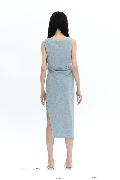 [LIMITED] LONG PEARL DRAPE DRESS SKY BLUE 롱 펄 드레이프 드레스