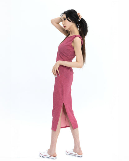 [LIMITED] PEARL DRAPE DRESS WITH SHORT SLIT 짧은 절개 펄 드레이프 드레스