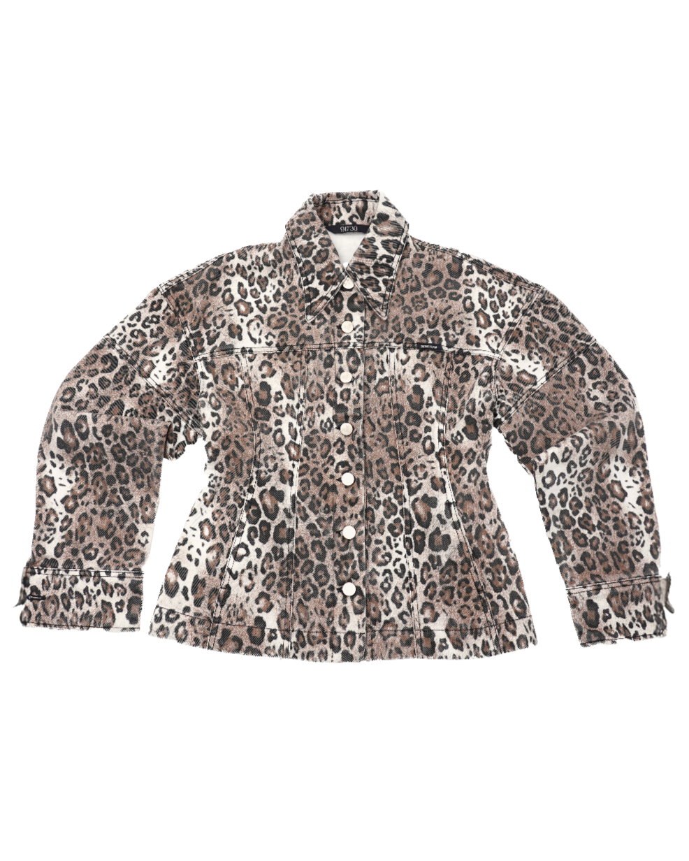 LEOPARD HOURGLASS DENIM JACKET 레오파드 아워글래스 자켓