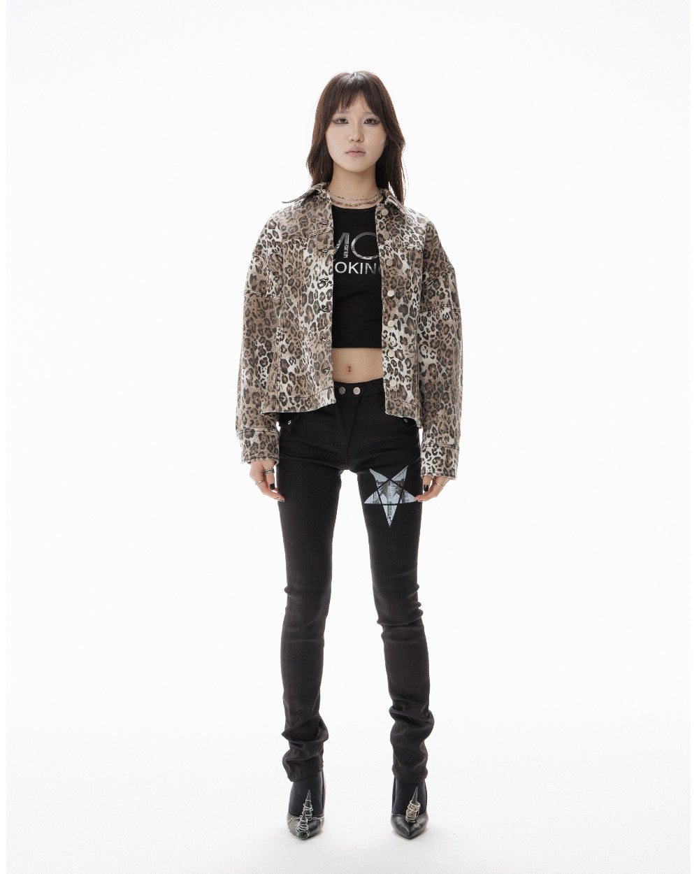LEOPARD HOURGLASS DENIM JACKET