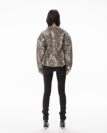 LEOPARD HOURGLASS DENIM JACKET