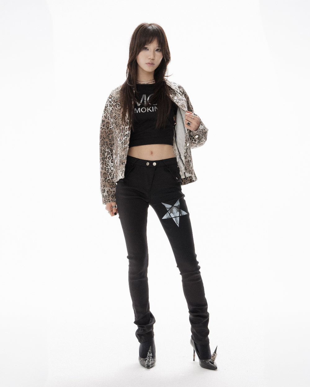 LEOPARD HOURGLASS DENIM JACKET