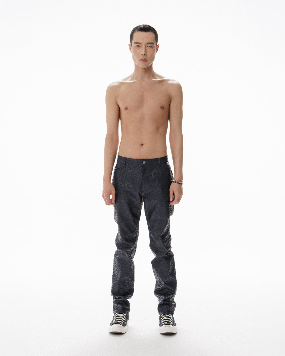 LEOPARD PRINTED SLIM STRAIGHT PANTS