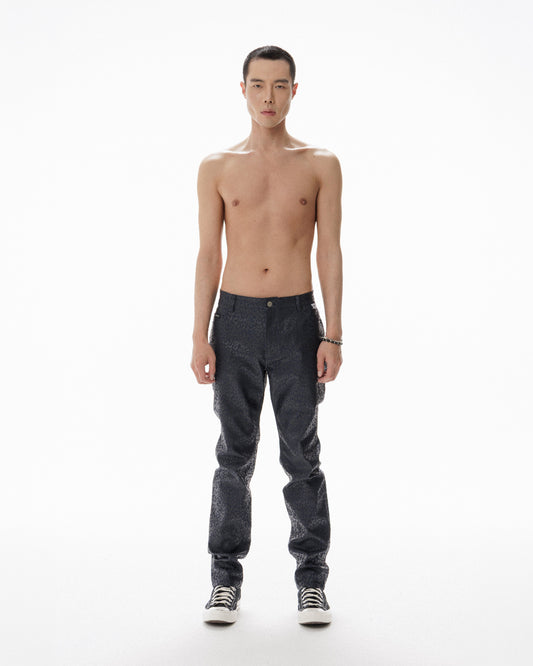 LEOPARD PRINTED SLIM STRAIGHT PANTS