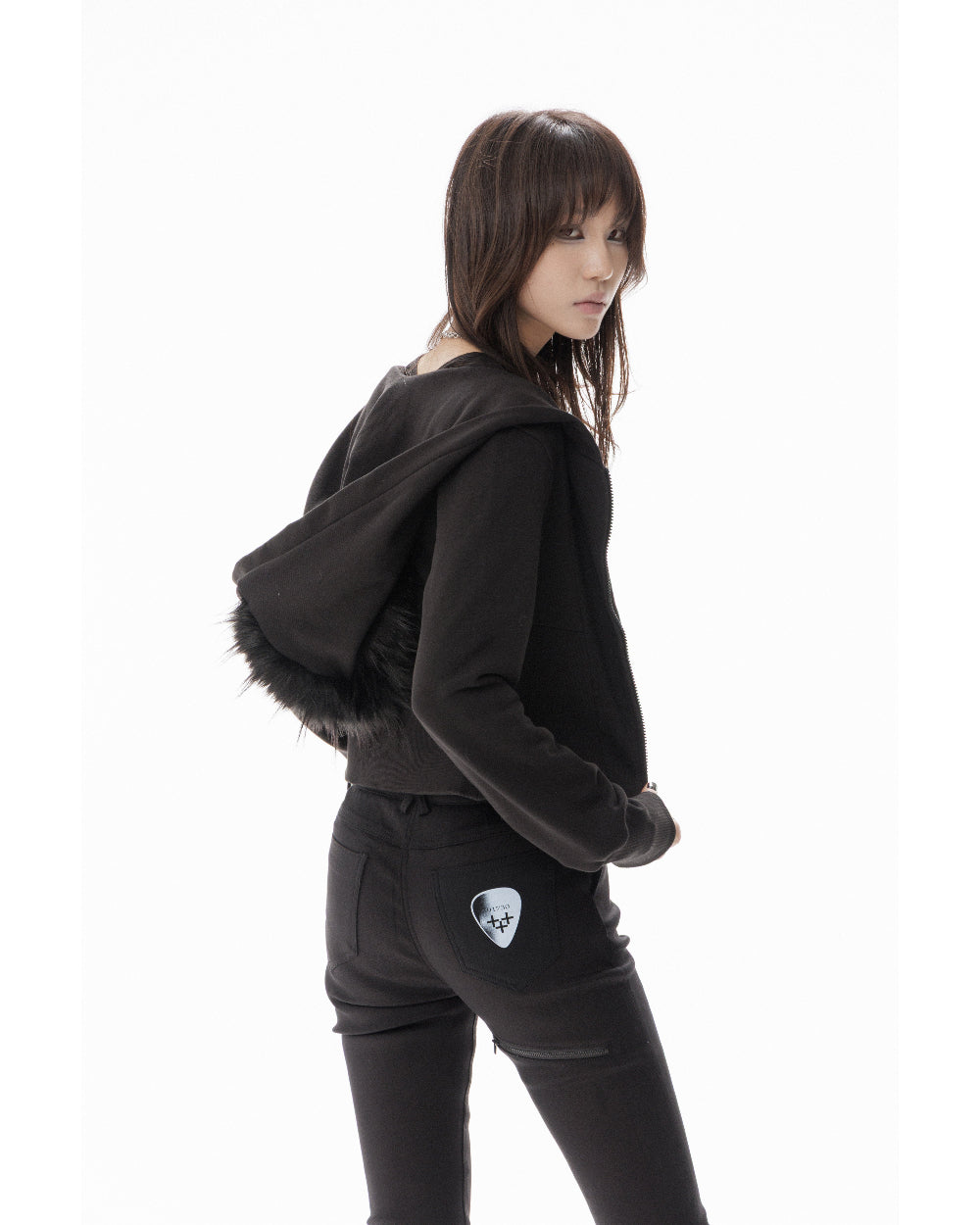 MOHAWK CROP ZIP UP HOODIE