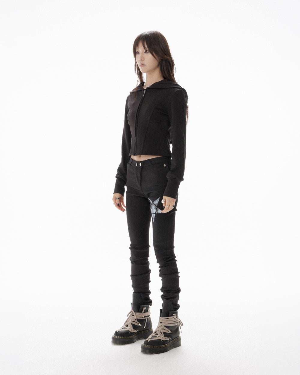 MOHAWK CROP ZIP UP HOODIE