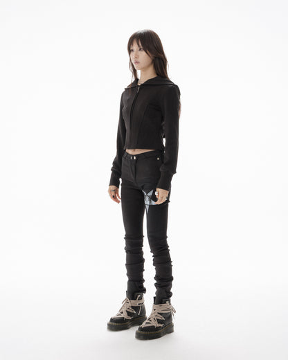 MOHAWK CROP ZIP UP HOODIE