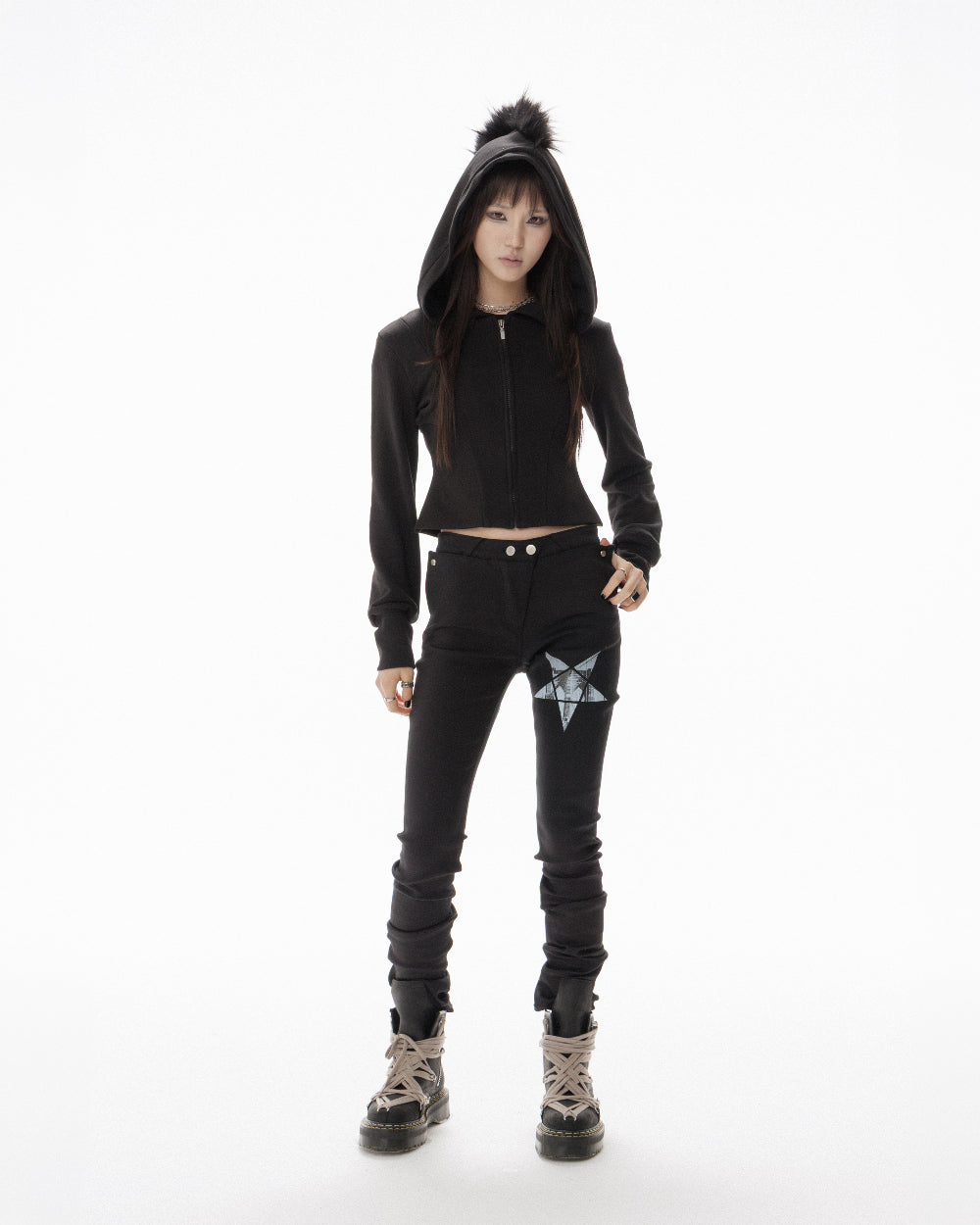 MOHAWK CROP ZIP UP HOODIE