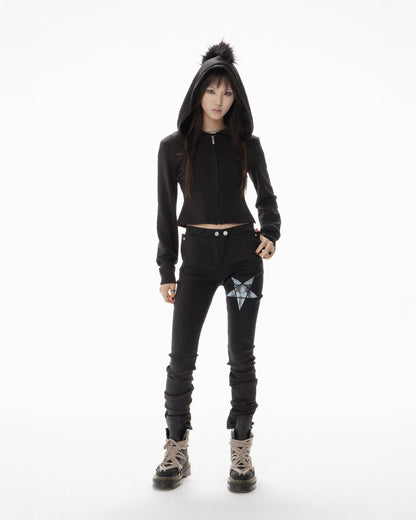 MOHAWK CROP ZIP UP HOODIE