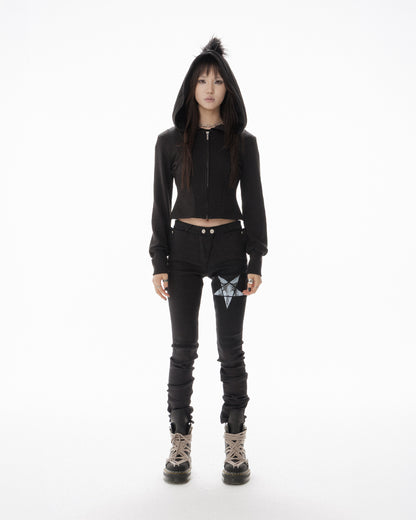 MOHAWK CROP ZIP UP HOODIE