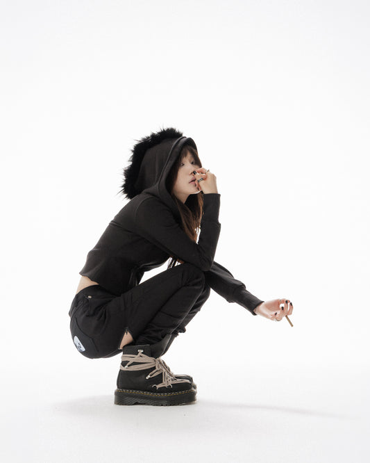MOHAWK CROP ZIP UP HOODIE