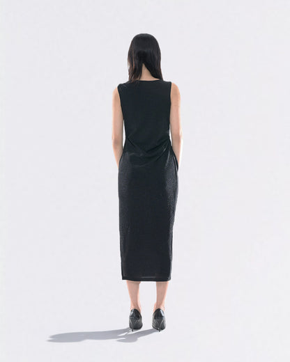 PEARL DRAPE DRESS BLACK