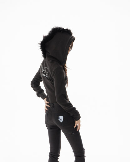 MOHAWK CROP ZIP UP HOODIE