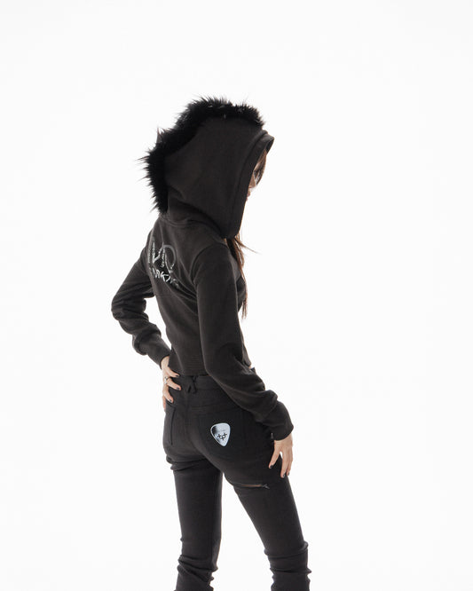 MOHAWK CROP ZIP UP HOODIE