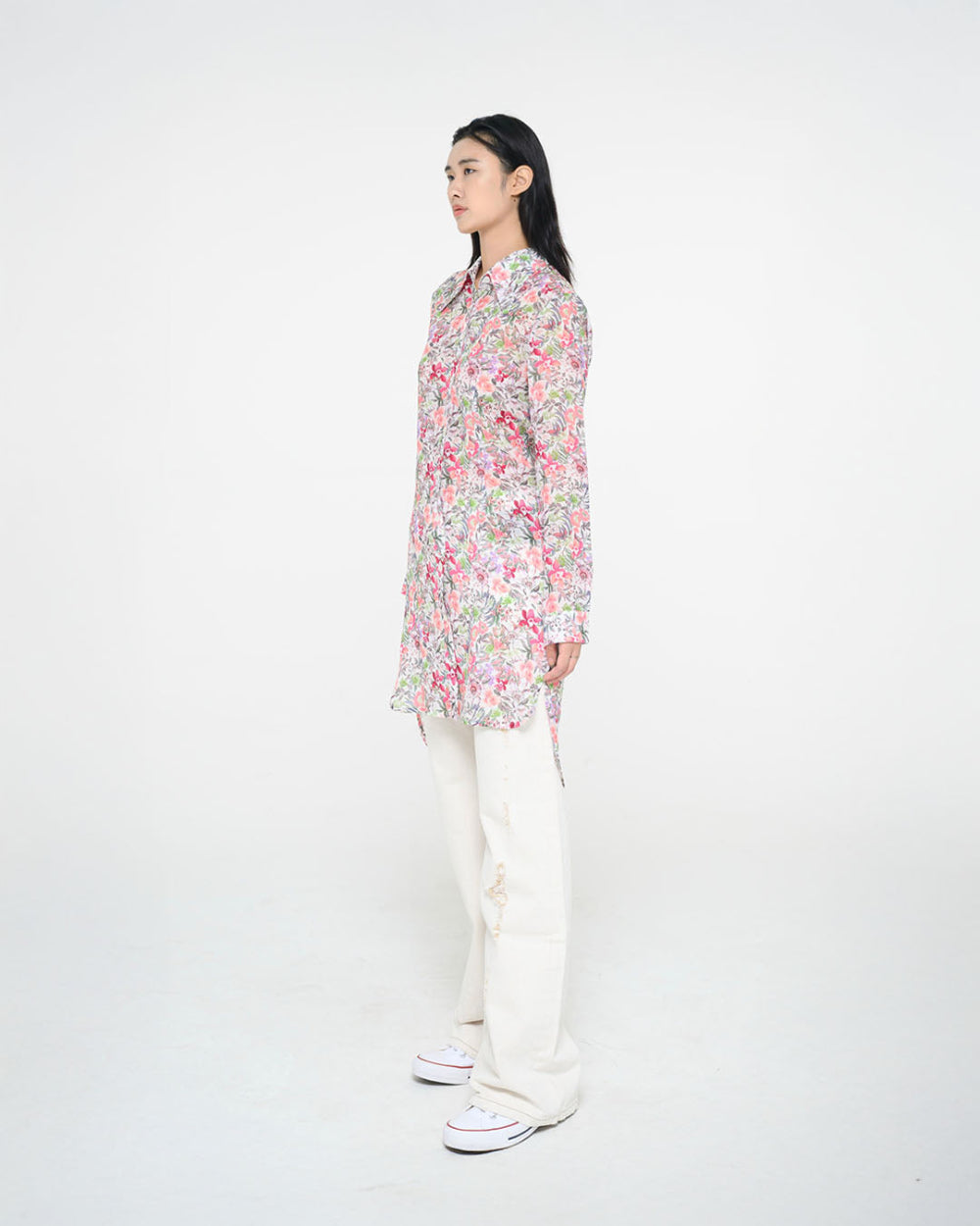 LONG FLOWER SHIRTS 롱 쉬폰 셔츠