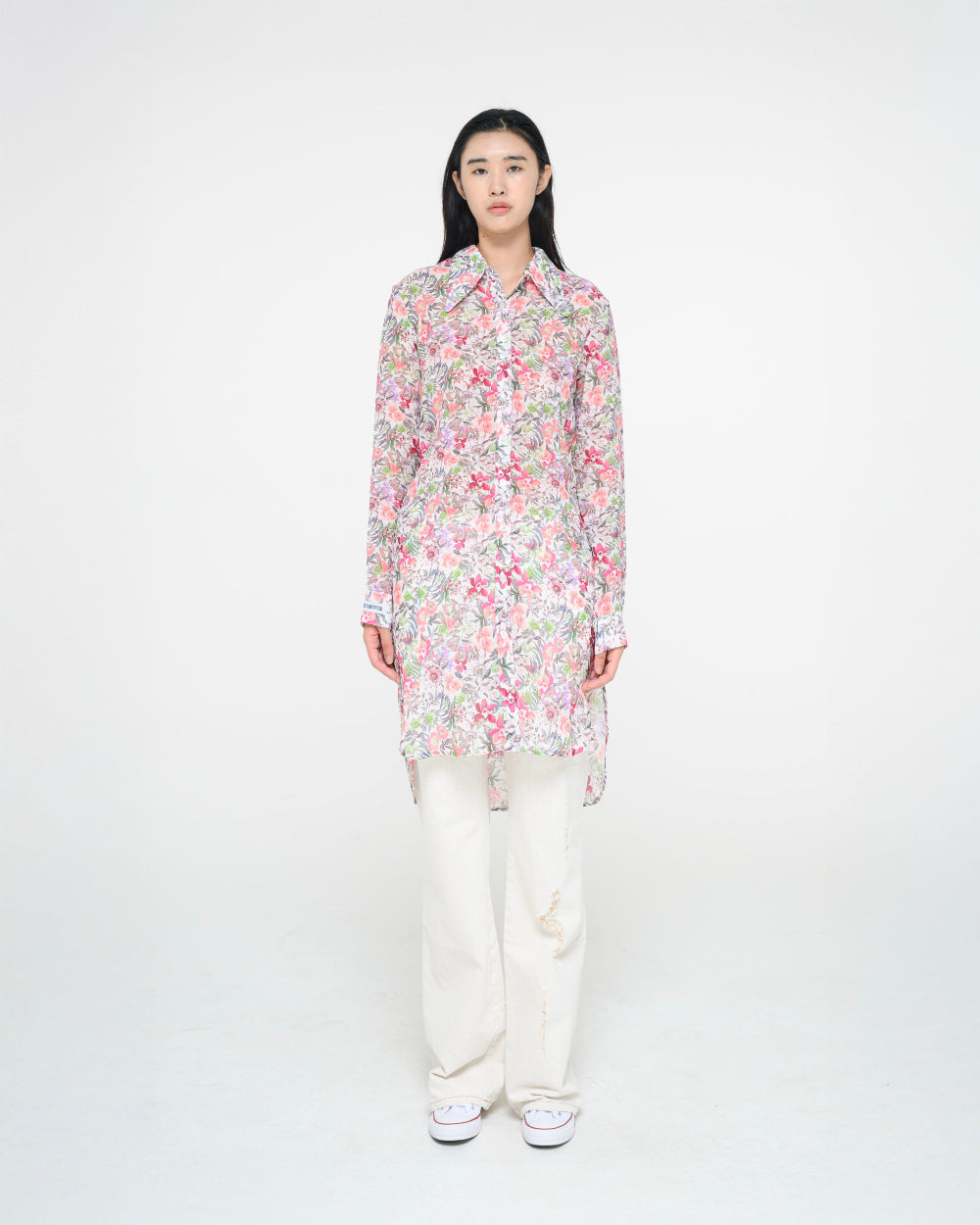 LONG FLOWER SHIRTS 롱 쉬폰 셔츠
