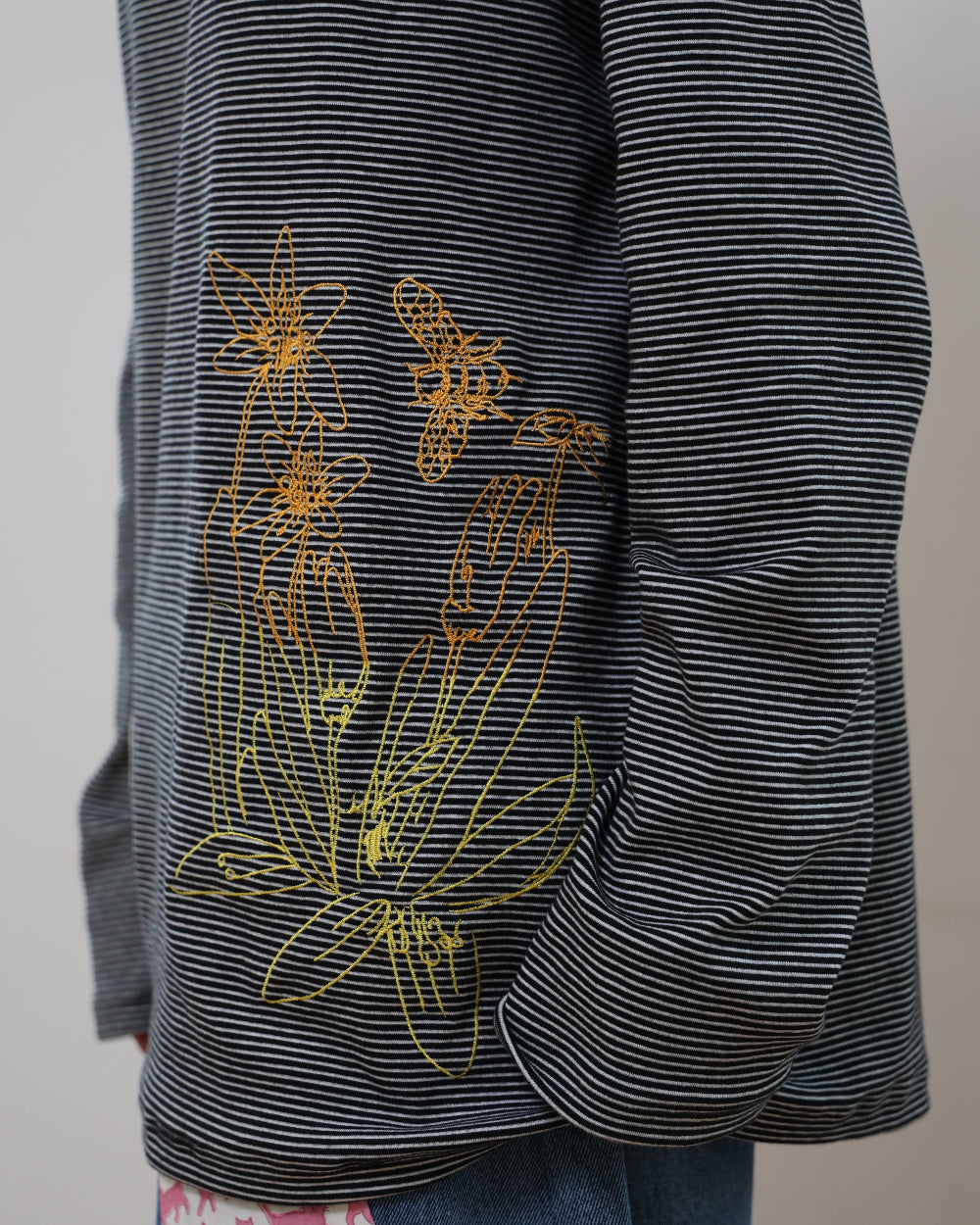 91730 EMBROIDERY LONG SLEEVE T-SHIRT 91730 자수 롱 슬리브 티셔츠