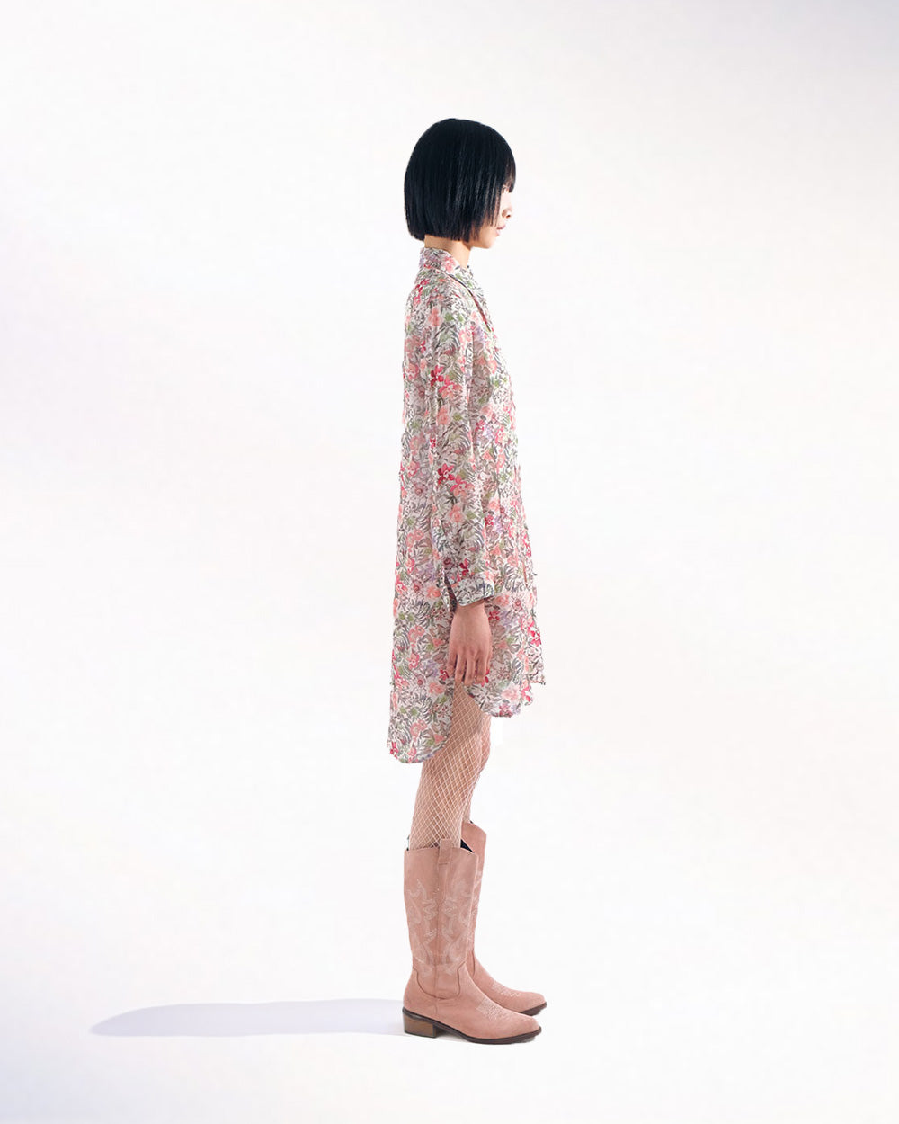LONG FLORAL CHIFFON SHIRTS