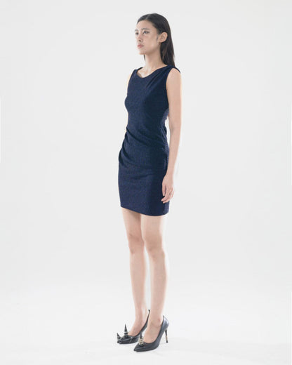 PEARL DRAPE DRESS MINI NAVY