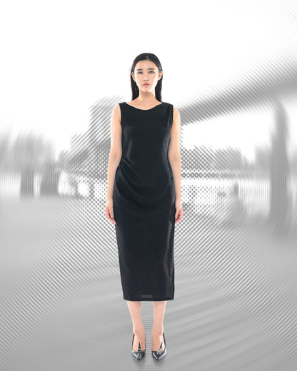 펄 드레이프 드레스 블랙