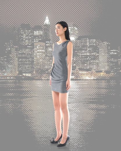 펄 드레이프 드레스 미니 실버