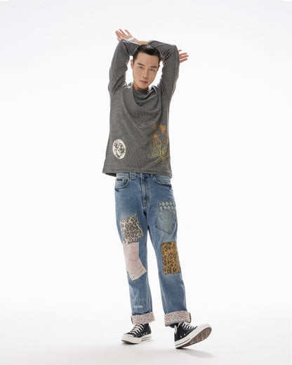 11 PATCHED DENIM PANTS