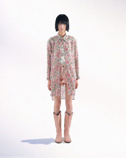LONG FLORAL CHIFFON SHIRTS