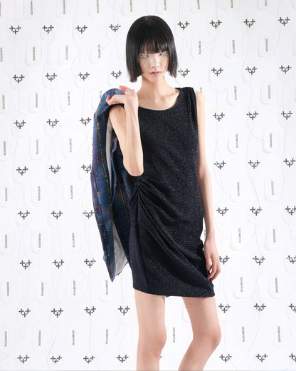 펄 드레이프 드레스 미니 블랙