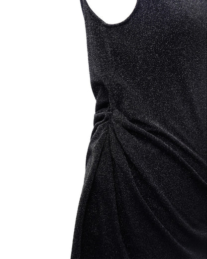 펄 드레이프 드레스 미니 블랙