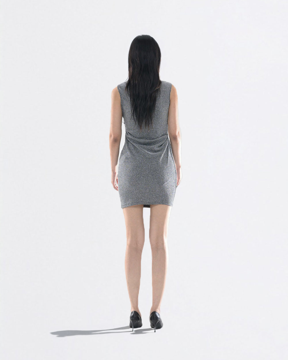 PEARL DRAPE DRESS MINI SILVER