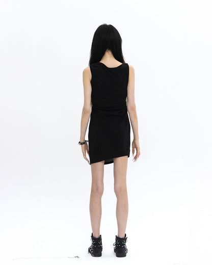 펄 드레이프 드레스 미니 블랙