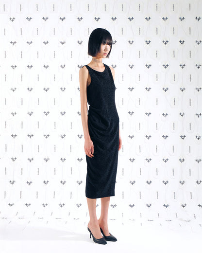 펄 드레이프 드레스 블랙