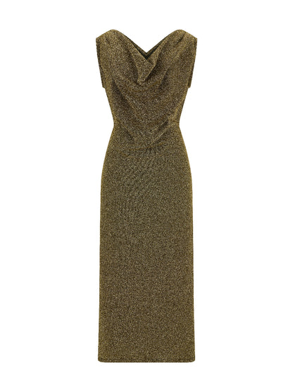 [LIMITED] V NECK PEARL DRAPE DRESS 브이넥 펄 드레이프 드레스
