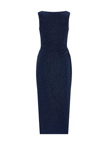 LONG PEARL DRAPE DRESS NAVY 롱 펄 드레이프 드레스 네이비
